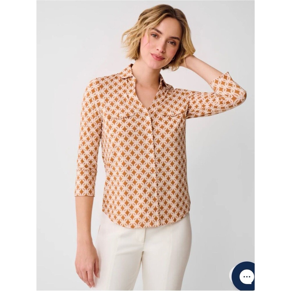 J. McLaughlin Brynn Lyford Jersey Shirt in Splendor Brown Tan Size Small